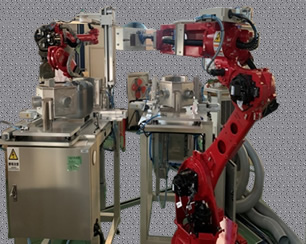 赤色の６軸ロボット